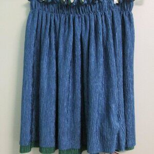 MISHA NONO MINI 2-TIERED REVERSIBLE CRINKLED SKIRT-BLUE/GREEN-XS-NWT